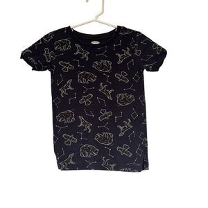 Black Constellation Space Print Short Sleeve T-Shirt